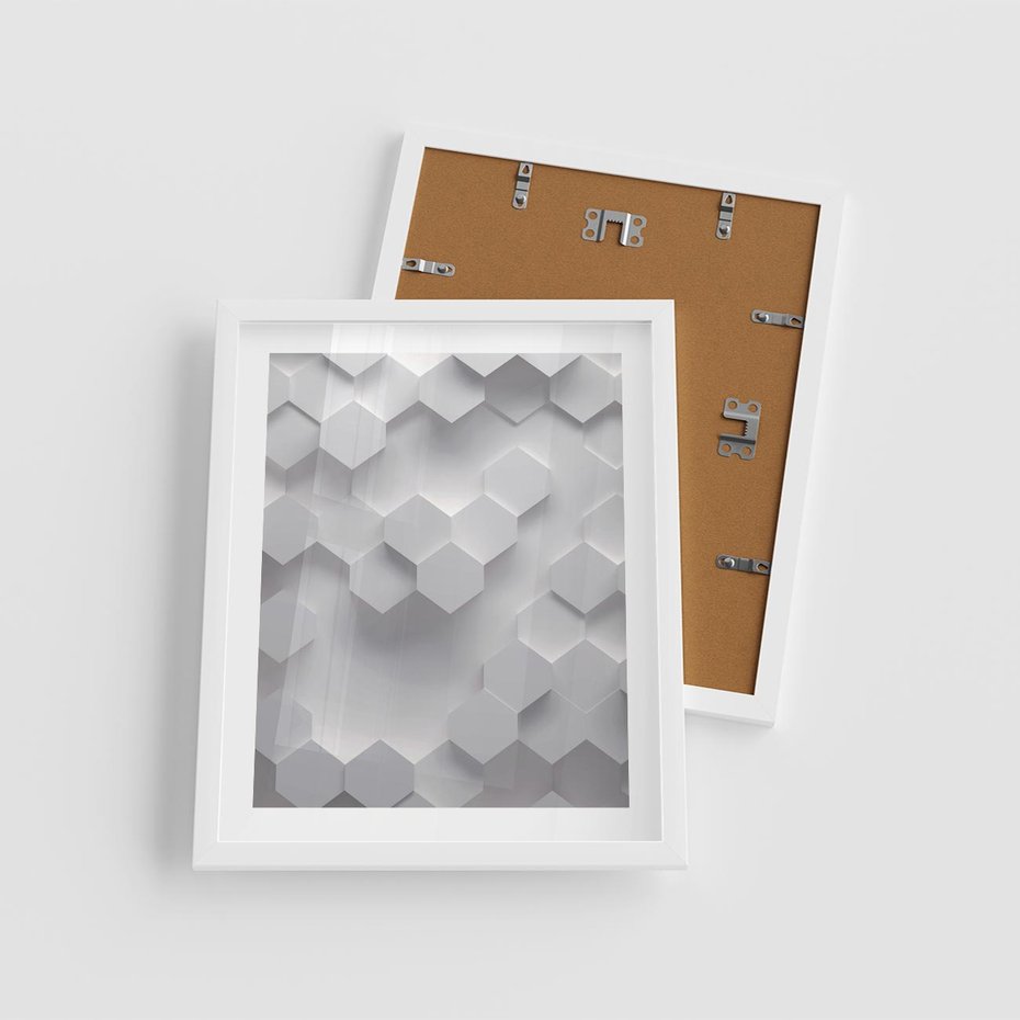 Plakat w ramie 40x50 - Kreatywna Forma - geometryczny, 3D - rama biała