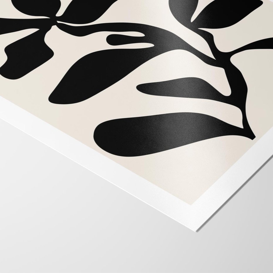 Plakat bez ramy 21x30 - Wibracje Akwarelowych Ścieżek - abstrakcyjny minimalistyczna kwiat, czarno biały plakat