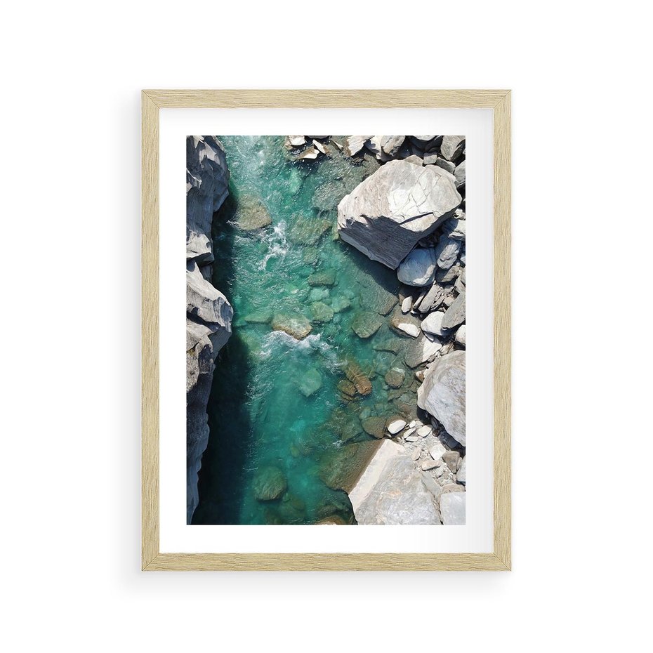 Plakat w ramie 30x40 - Spotkanie natury i siły - rzeka, skały - rama drewno