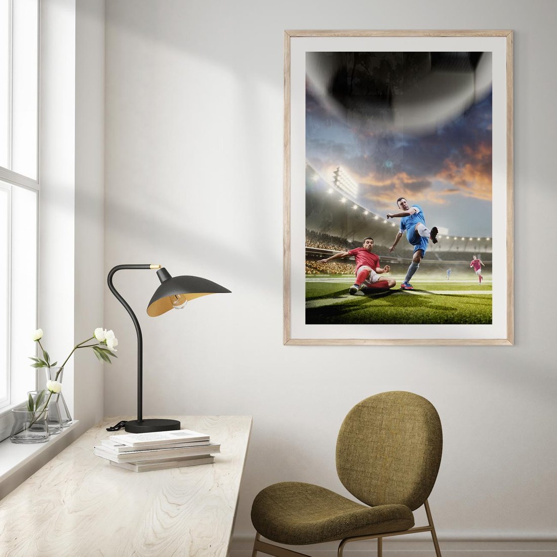 Plakat w ramie 40x50 - Ekscytacja Sportowego Świata - gol, mecz - rama drewno