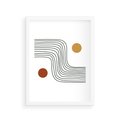 Plakat w ramie 30x40 - Kontury Harmonii - nieregularne linie, koła - rama biała