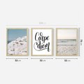 Zestaw obrazy w ramie 50x70 galeria - Carpe, diem, Santorini, plaża, morze - rama drewno