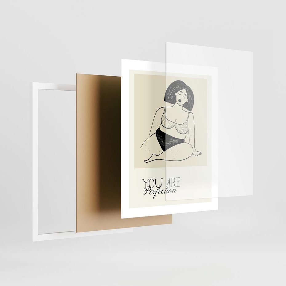 Plakat w ramie 40x50 - Harmonia Kształtów Bez Granic - siła kobiecości, rysunek - rama biała
