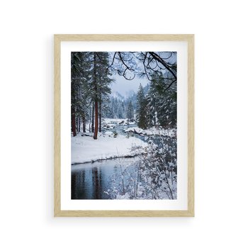 Plakat w ramie 40x50 - Śnieżne cuda - zima, las - rama drewno