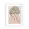 Plakat w ramie 40x50 - Kobieta w Linii: Akwarelowa Harmonia - kobieta one line, grafika - rama biała