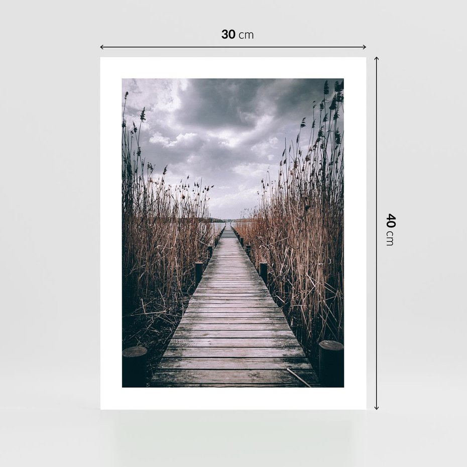 Plakat bez ramy 30x40 - Mglisty krajobraz - pomost, morze