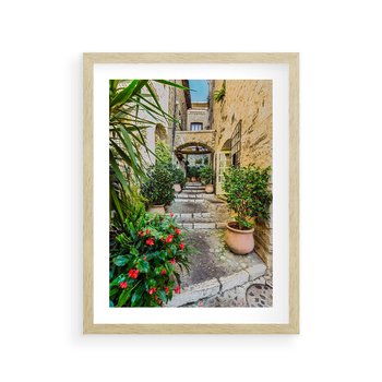Plakat w ramie 40x50 - Perspektywa uliczki malownicza - uliczka, perspektywa - rama drewno