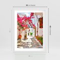 Plakat w ramie 30x40 - Kwiatowa uliczka wakacji - kwiaty, uliczka - rama biała