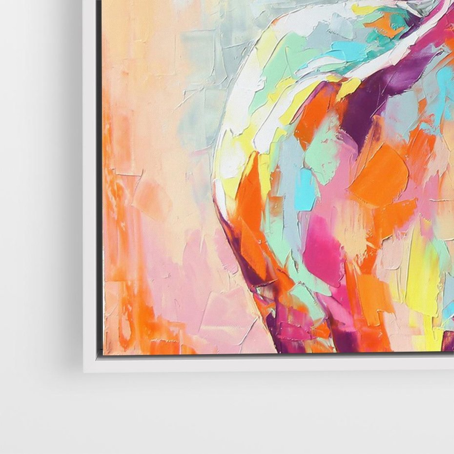 Obraz w ramie 100x70 - Impresje snów malarza - kolorowy olejny obraz, jeleń ryczący na rykowisku - rama biała