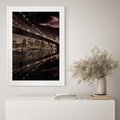 Plakat w ramie 50x70 - Most na nocnym horyzoncie - most, noc - rama biała