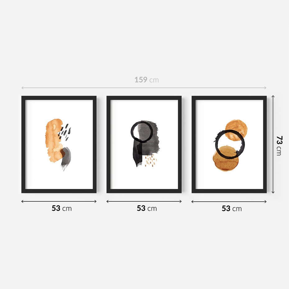 Zestaw obrazy w ramie 50x70 galeria - Japońska, abstrakcja, minimalizm - rama czarna