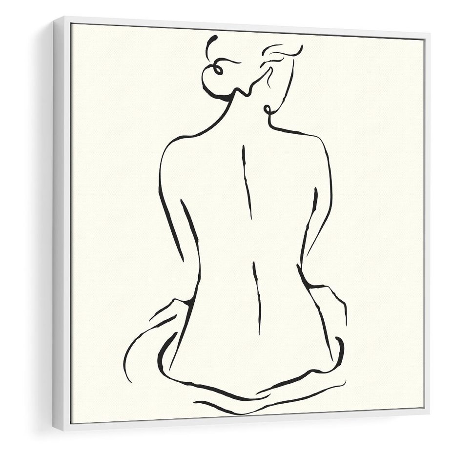 Obraz w ramie 50x50 - Migotliwa Symfonia - kobieta akt, minimalizm - rama biała