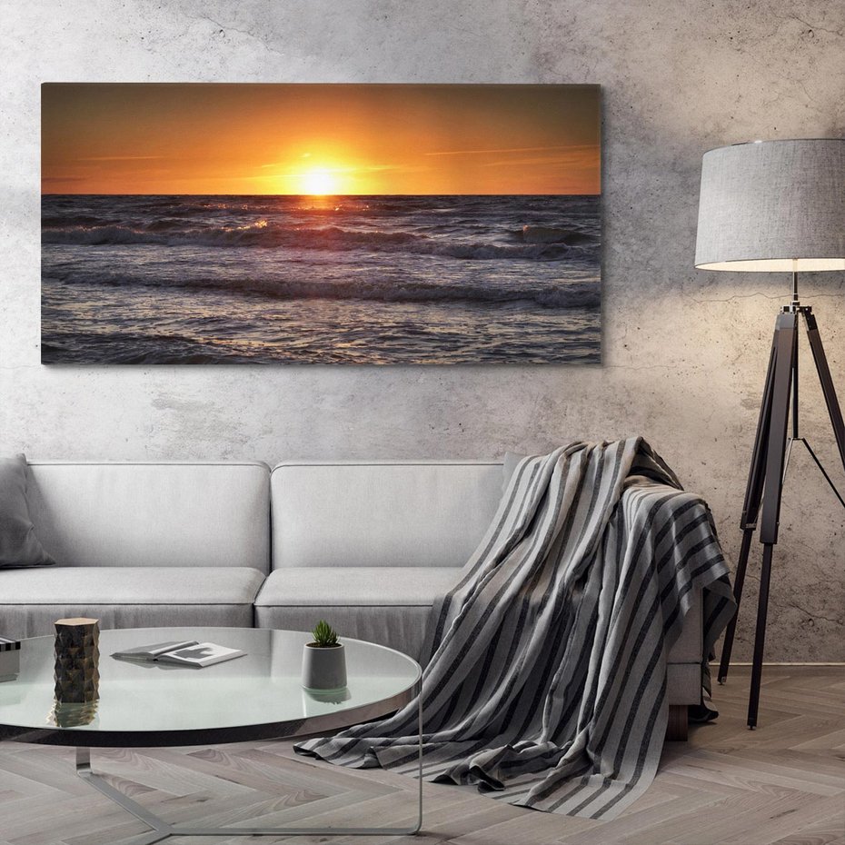 Obraz na płótnie 120x60 - Zachód Słońca Nad Morzem - zachód słońca,