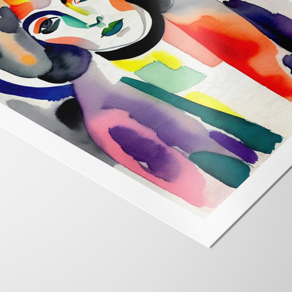 Plakat bez ramy 21x30 - Subtelne Akwarelowe Ulotności - abstrakcyjny akwarelowy portret kobiety, rozmyte farby