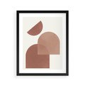 Plakat w ramie 40x50 - Harmonijne Widoki - abstrakcyjne geometryczne kształty, odcienie brązu i beżu - rama czarna