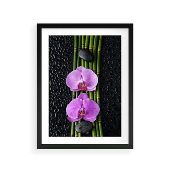 Plakat w ramie 30x40 - Japońskie Spa w Otoczeniu Storczyków - storczyk, spa - rama czarna