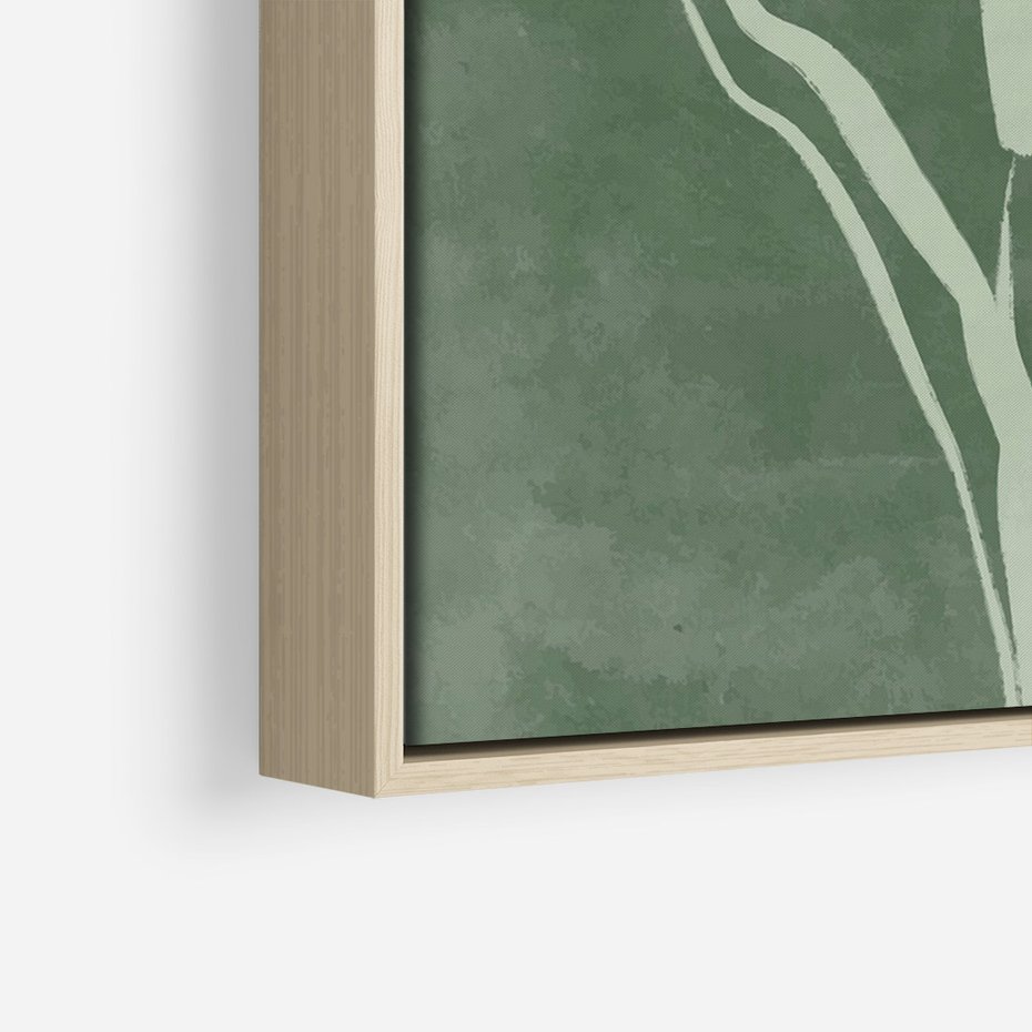 Obraz w ramie 80x120 - Zielony Oddech - zielona abstrakcja, zgaszona zieleń - rama drewno