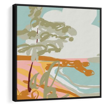 Obraz w ramie 50x50 - Spokojny Wiatr - pastelowy krajobraz, nowoczesny plakat - rama czarna
