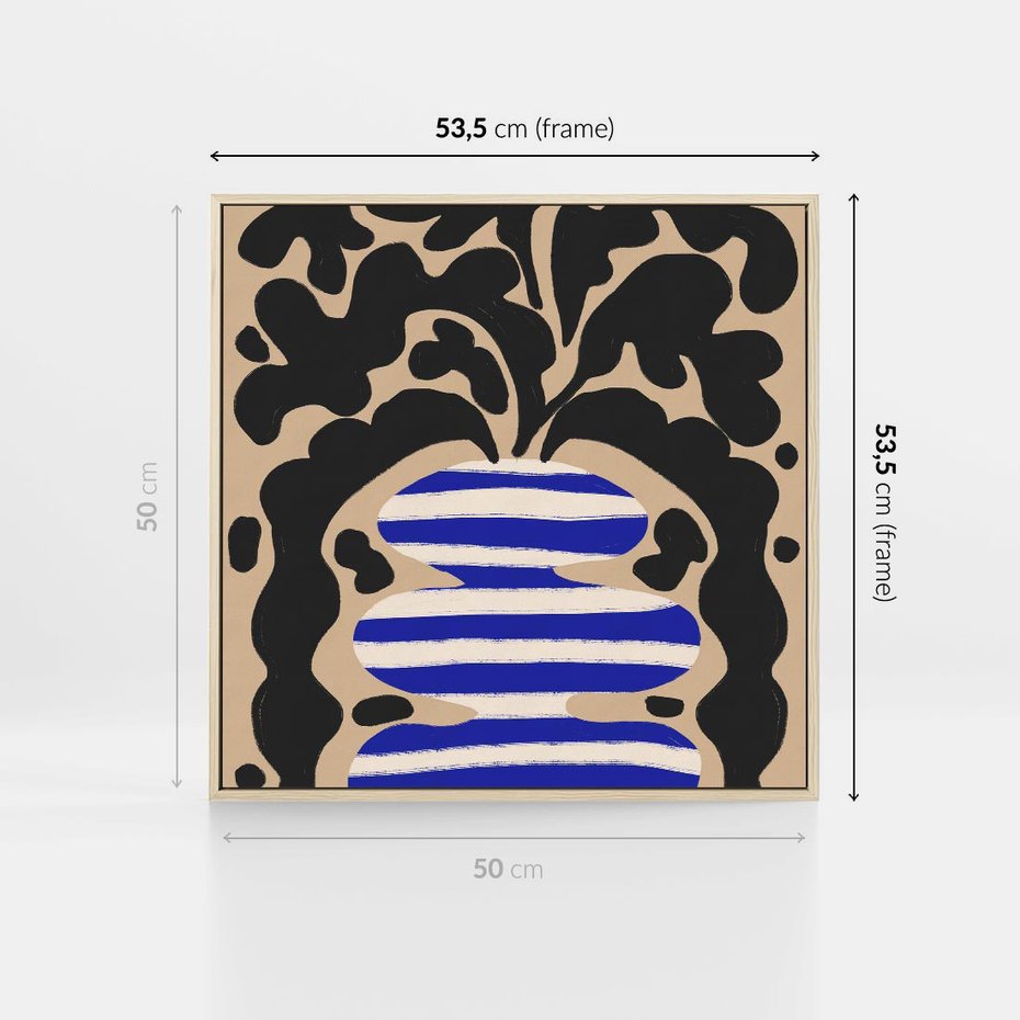 Obraz w ramie 50x50 - Boho Wizje - abstrakcyjny plakat, ciekawe formy - rama drewno