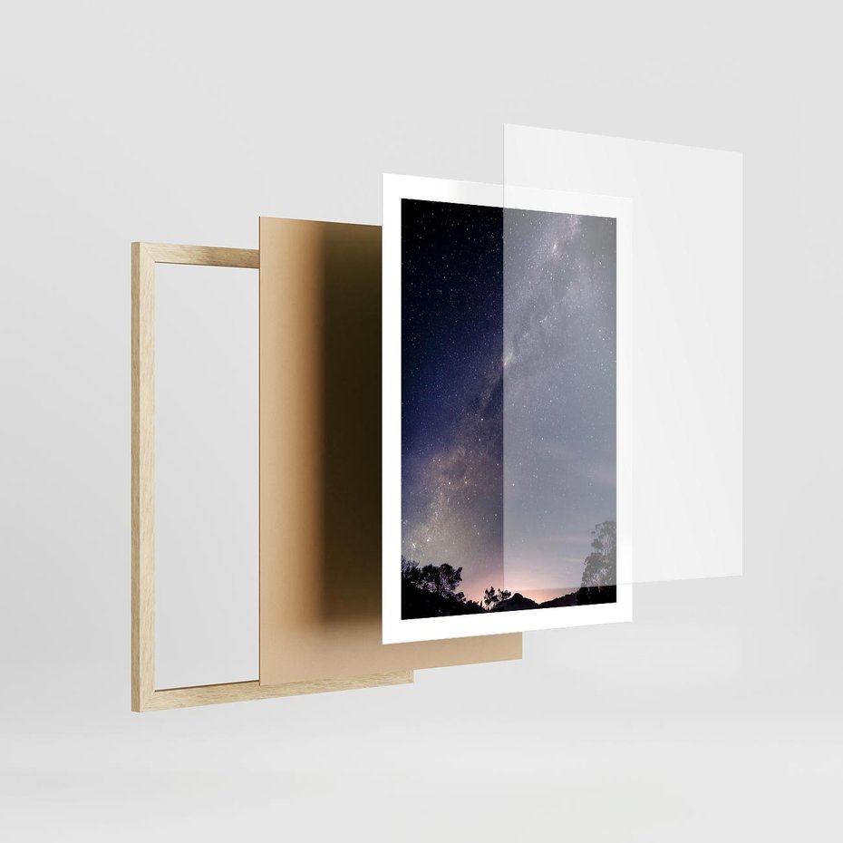 Plakat w ramie 50x70 - Gwiaździste Ujęcie - gwiaździste niebo, noc - rama drewno