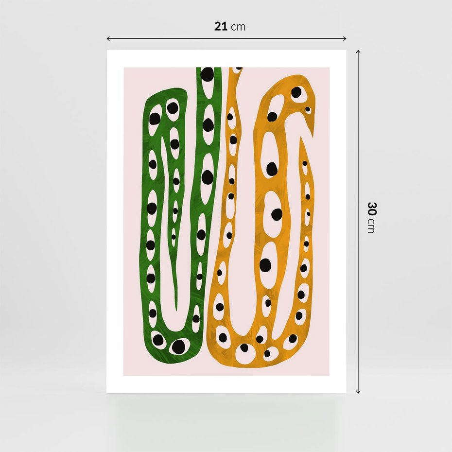 Plakat bez ramy 21x30 - Migocące Zmaganie - abstrakcyjny obraz, dziwne kształty