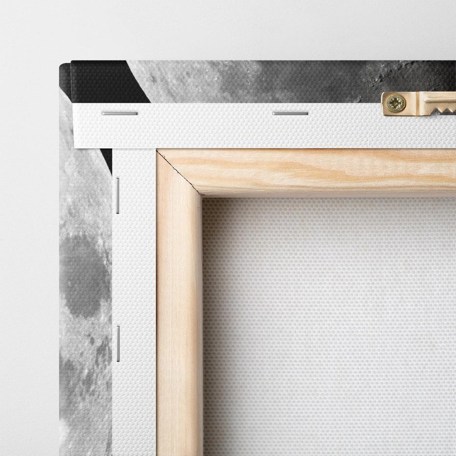 Obraz na płótnie 40x40 - Kontrastowy księżyc w czerni i bieli - księżyc, czarno