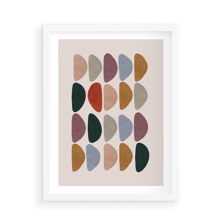 Plakat w ramie 50x70 - Granice Boho - abstrakcyjny obraz, geometryczna kompozycja - rama biała