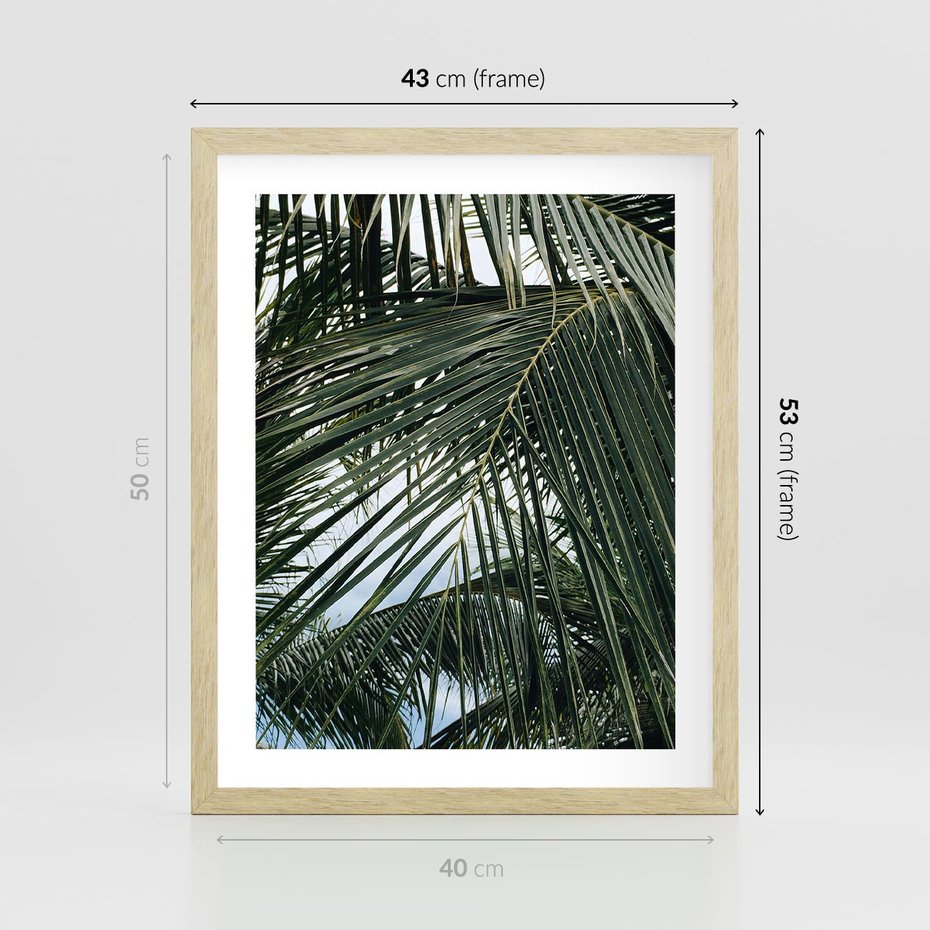 Plakat w ramie 40x50 - Wakacyjna Magia - palmy, tropiki - rama drewno