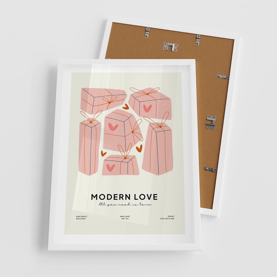 Plakat w ramie 50x70 - Nowoczesna Miłość - nowoczesna grafika, pastelowe kolory - rama biała