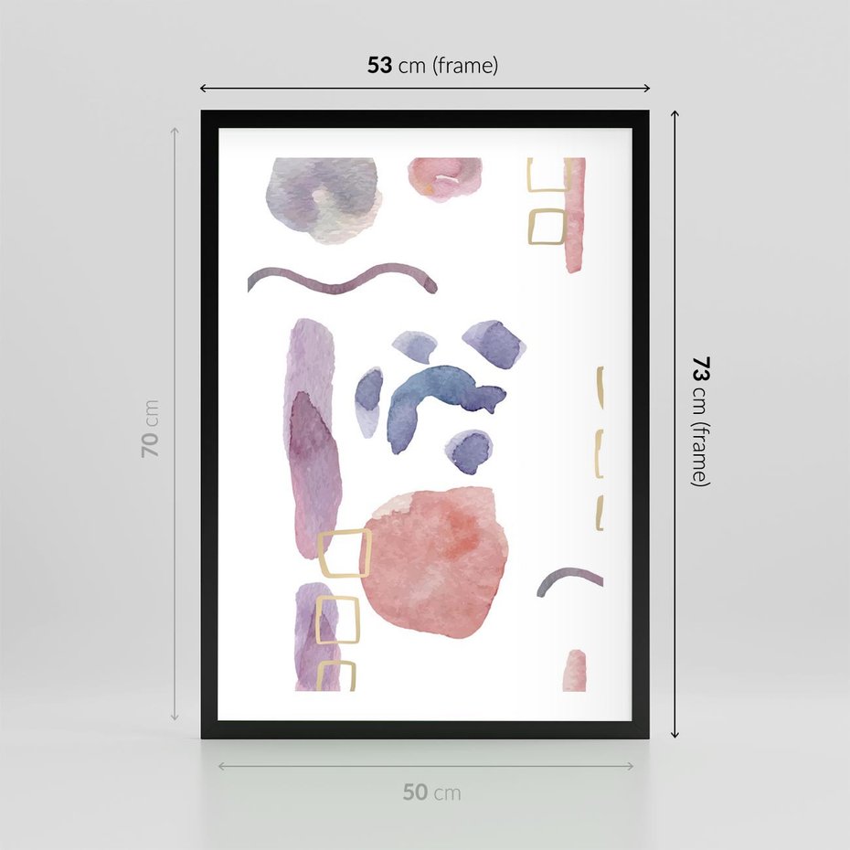 Plakat w ramie 50x70 - Boho Widokowe Impresje - abstrakcyjny palakt, akwarelowe plamy - rama czarna