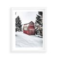 Plakat w ramie 40x50 - Domek w Śnieżnych Górach - domek, góry - rama biała