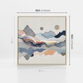 Obraz w ramie 50x50 - Dynamiczne Góry - akwarelowe graficzne góry, krajobraz - rama drewno