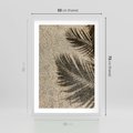 Plakat w ramie 50x70 - Plażowa Idylla - palma, cień na piasku - rama biała