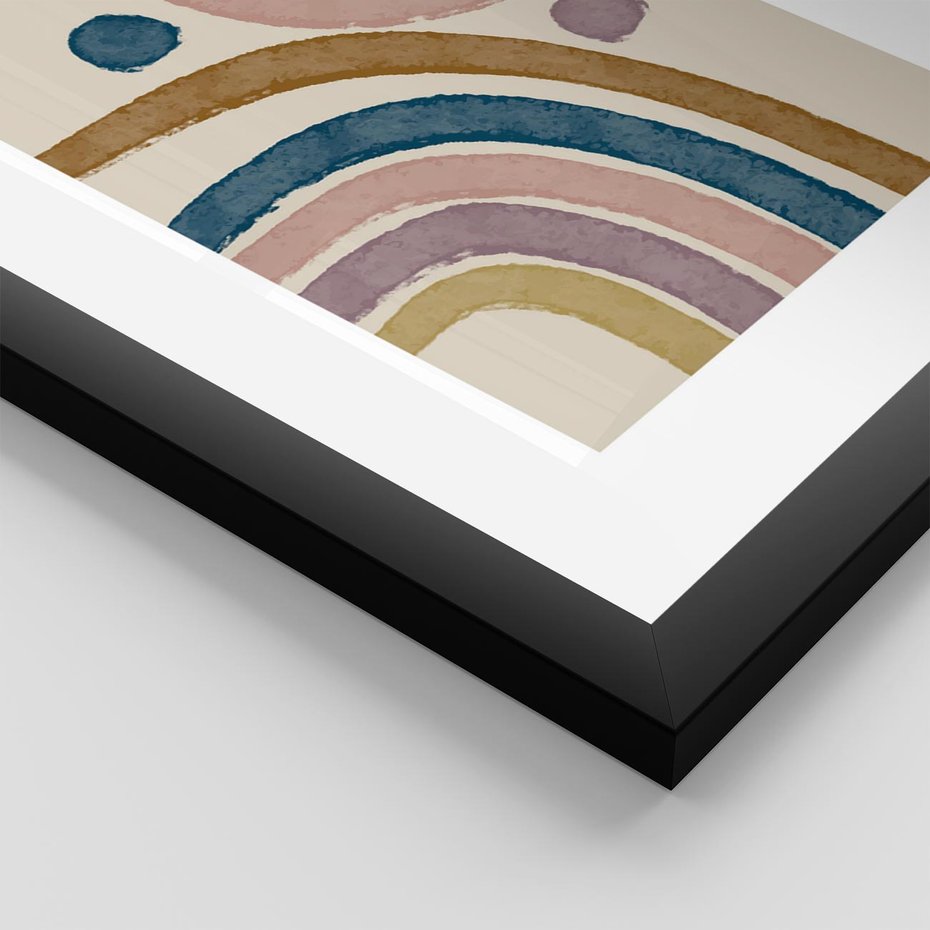 Plakat w ramie 50x70 - Kształtujące Inspiracje - abstrakcyjne tęcze, kompozycja - rama czarna