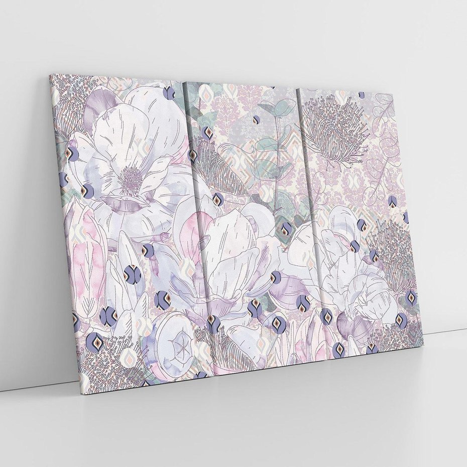 Obraz na płótnie 120x80 - Malowane oddechy istnienia - pomieszane tekstury, kwiatowe elementy