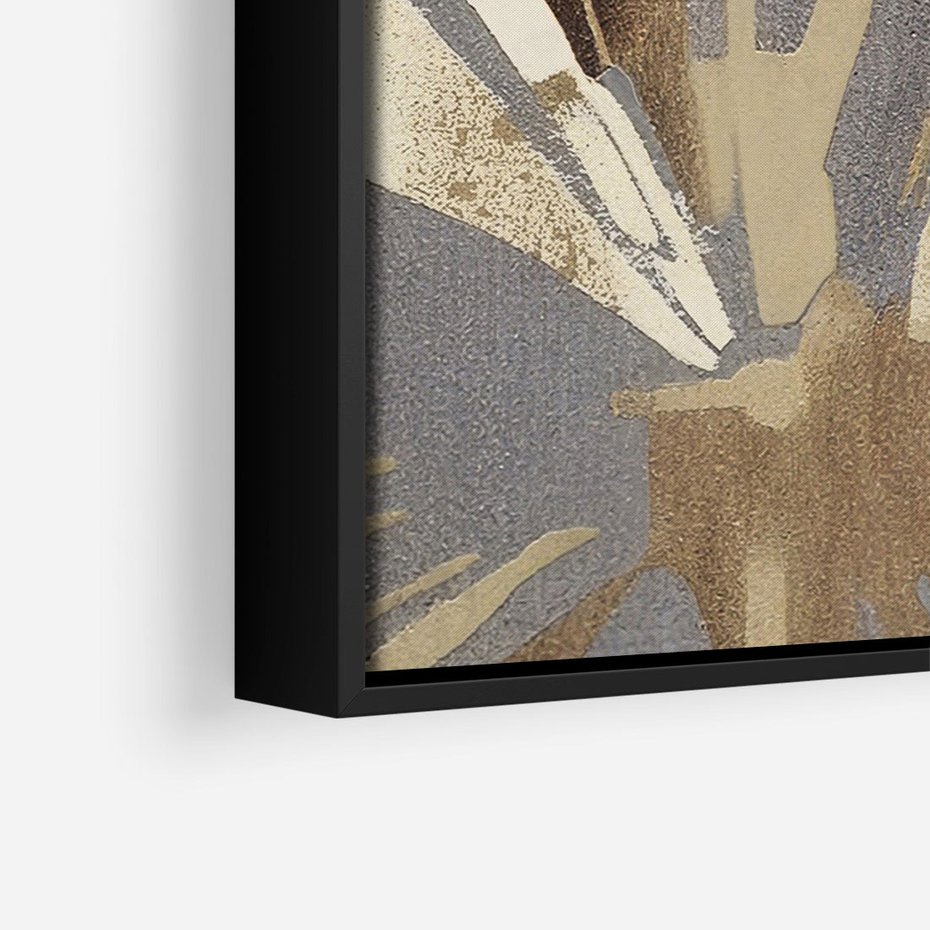 Obraz w ramie 70x100 - Szept roślinnych emocji - olejna abstrakcja, złoto i brąz - rama czarna