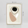 Plakat w ramie 50x70 - Beżowa Synergia - beżowa abstrakcyjna kompozycja, czarny akcent - rama drewno
