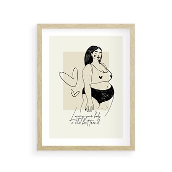 Plakat w ramie 50x70 - Moc to Ona - rysunek, sztuka nowoczesna - rama drewno