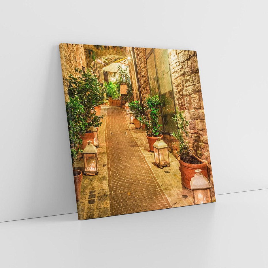 Obraz na płótnie 70x70 - Perspektywa Uliczki Miejskiej - uliczka, perspektywa