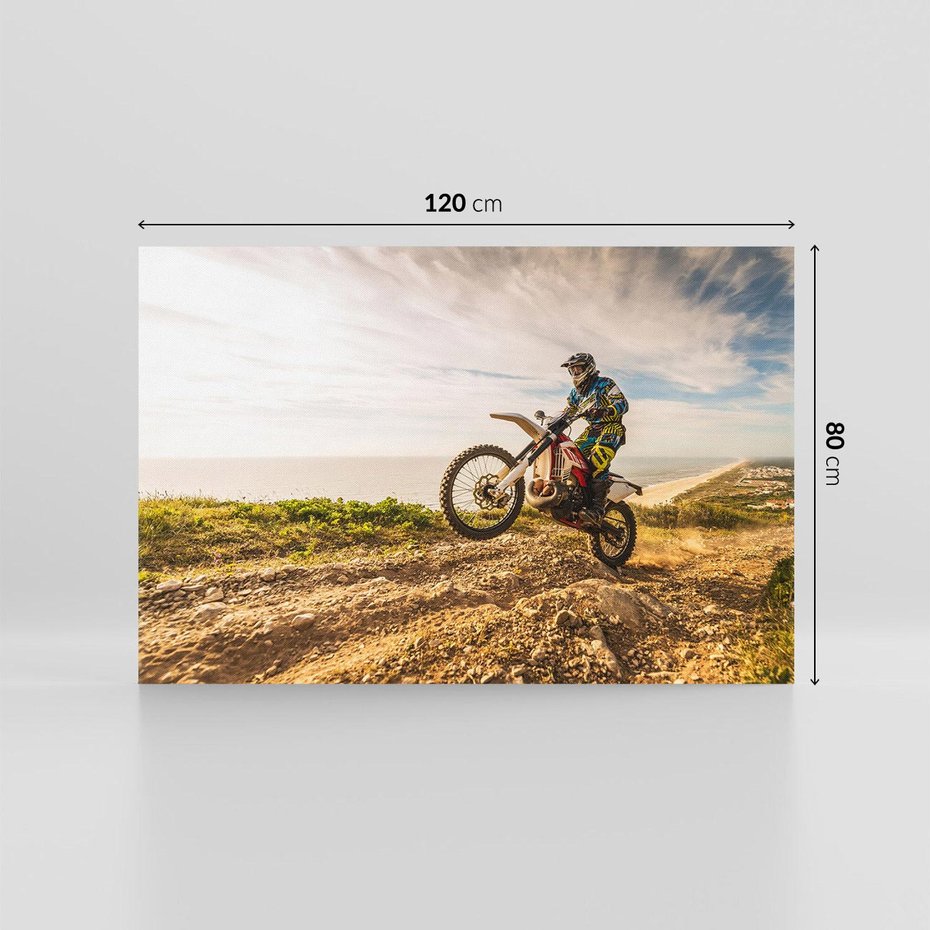 Obraz na płótnie 120x80 - Ekscytująca Akcja - motocykl, cross