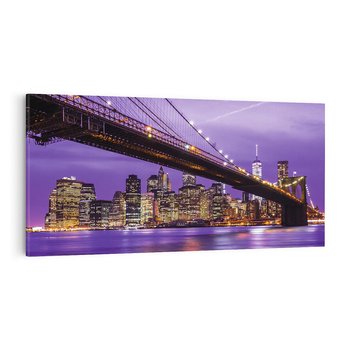 Obraz na płótnie 120x60 - Nocny Spacer po Moście Manhattan - most, Nowy Jork