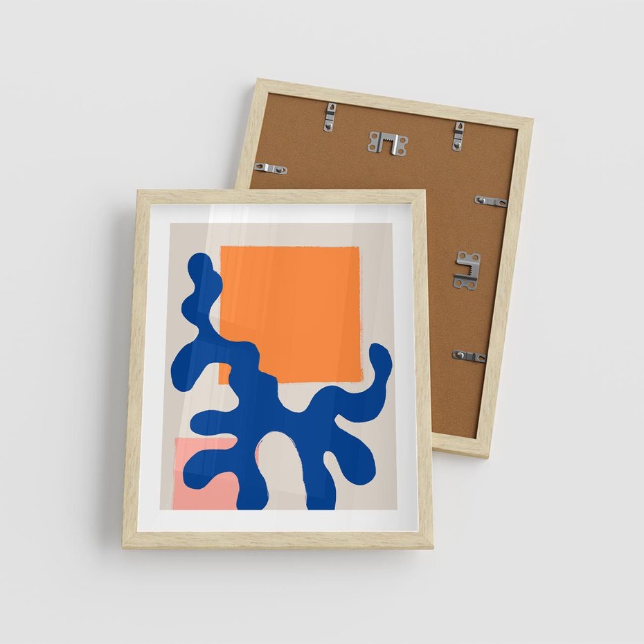 Plakat w ramie 40x50 - Bezczasowe Pastelowe Plamy - abstrakcja, nowoczesny plakat - rama drewno