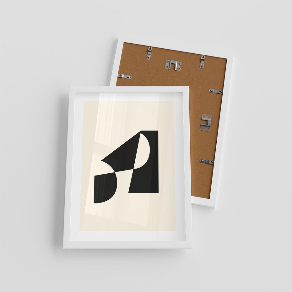 Plakat w ramie 30x40 - Rozświetlony Cień - abstrakcyjna sztuka, geometria - rama biała