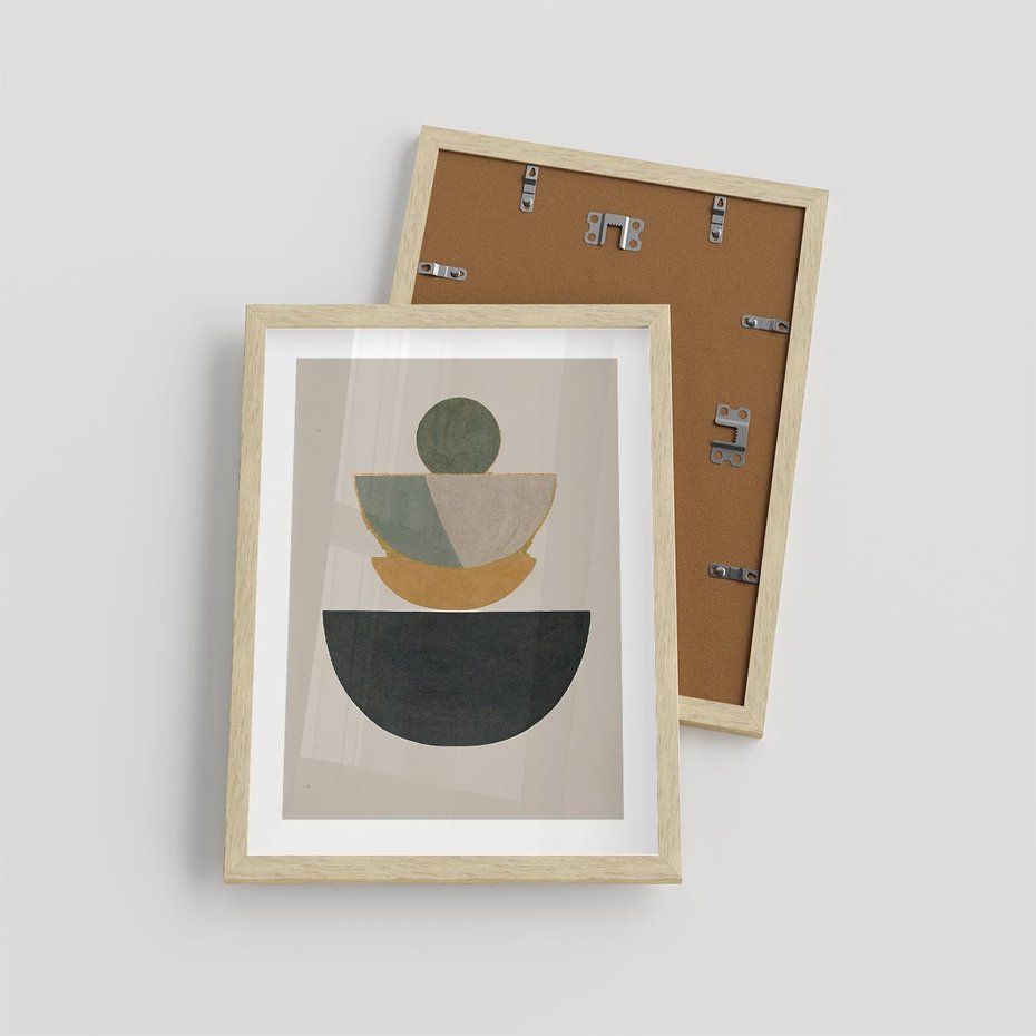 Plakat w ramie 30x40 - Podróżne Refleksyjne Odbicia - abstrakcyjny obraz, kolory ciepłe - rama drewno