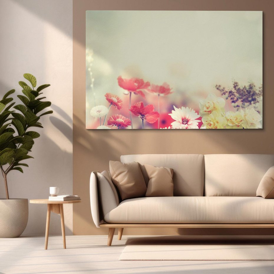 Obraz na płótnie 100x70 - Delikatne kwiaty pastelowe - kwiaty, pastelowe