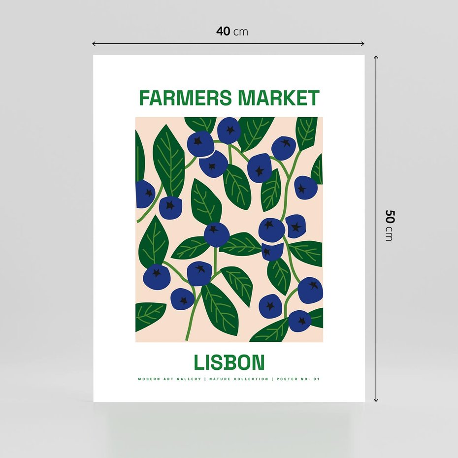 Plakat bez ramy 40x50 - Migotliwe Przestrzenie - borówki, jagody