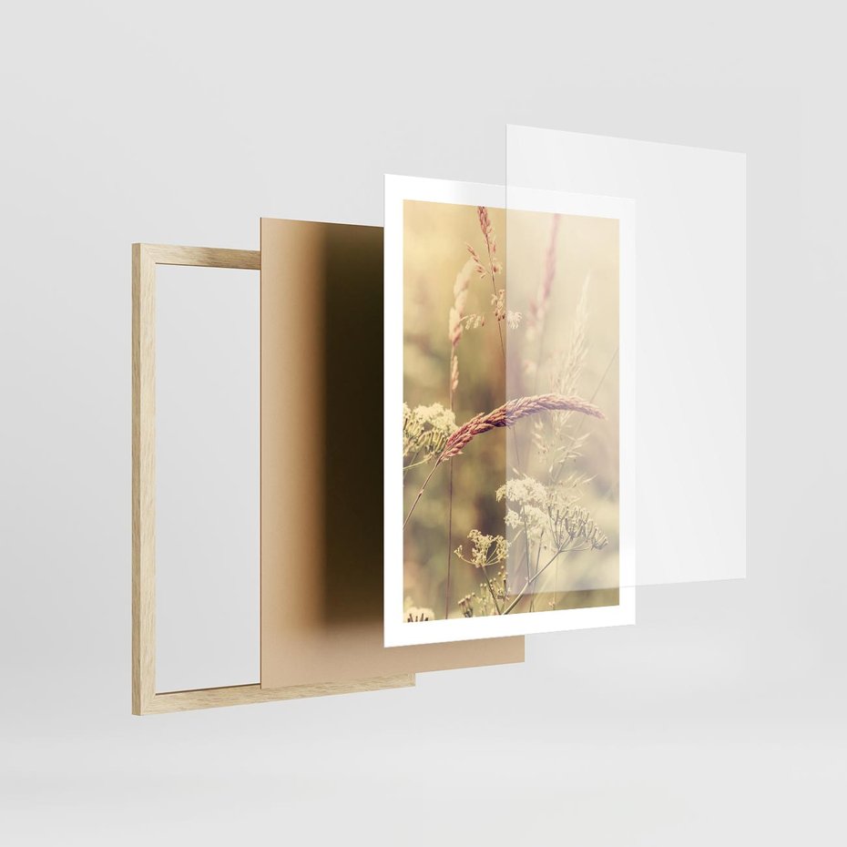 Plakat w ramie 50x70 - Boho Wizja - suszone, trawy - rama drewno