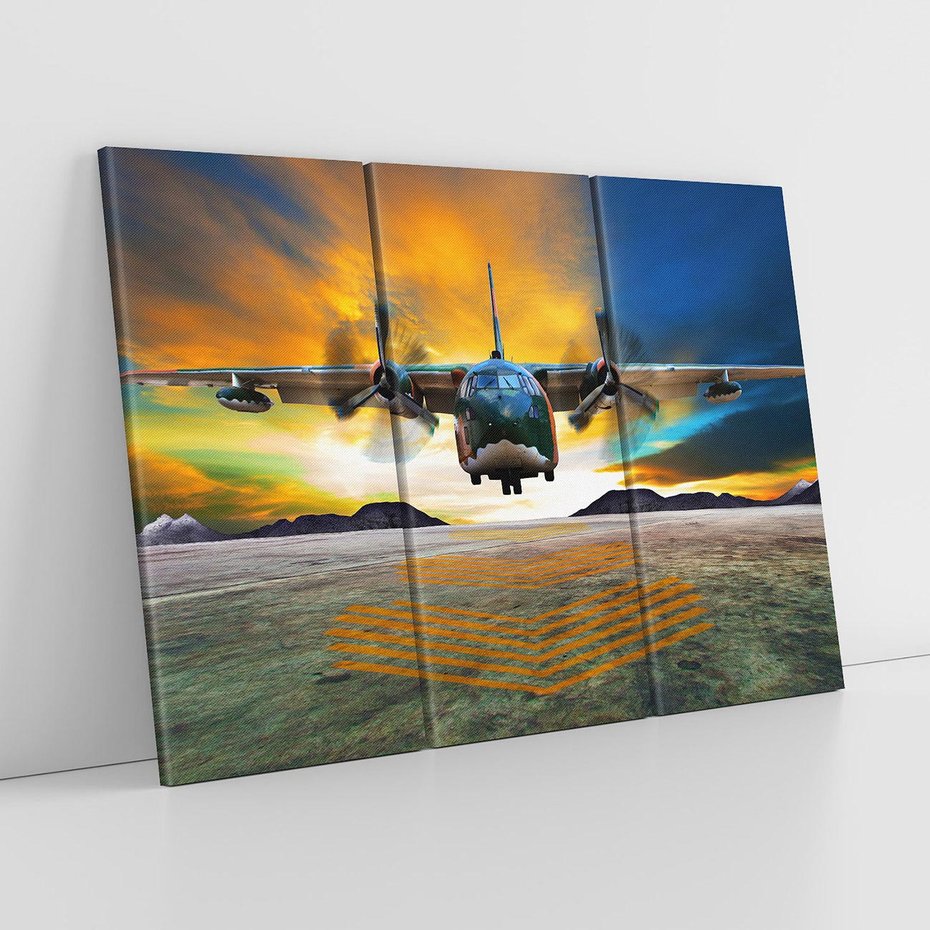 Obraz na płótnie 120x80 - Moc wojskowego transportu: Samolot na misji - samolot, wojsko