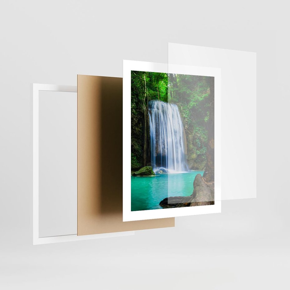 Plakat w ramie 40x50 - : Moc Natury - wodospad, rzeka - rama biała
