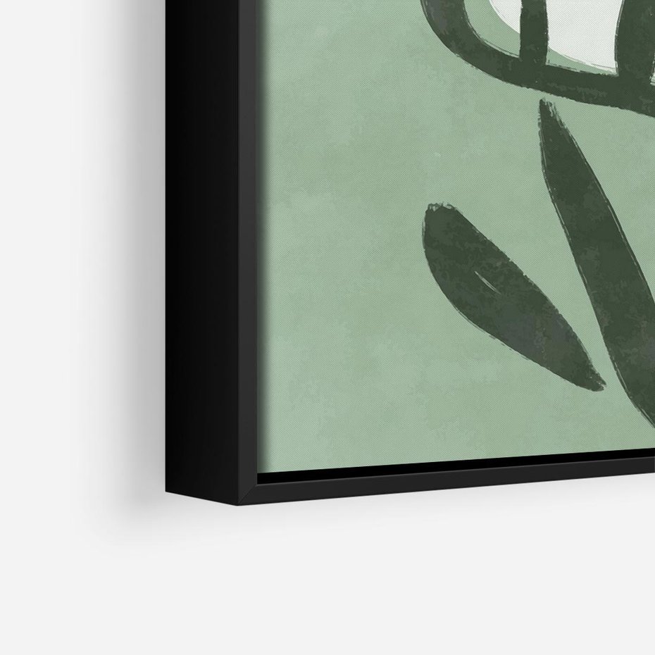 Obraz w ramie 50x50 - Objęcia Zieleni - zielona abstrakcja, zgaszona zieleń - rama czarna
